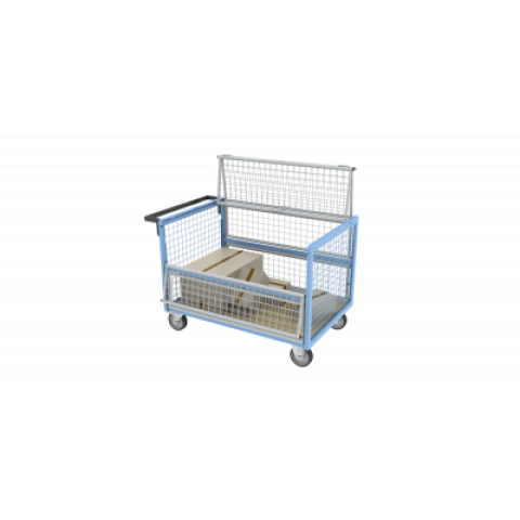 Chariot conteneur grillagé 500 kg - Avec ou sans toit et dimensions au choix