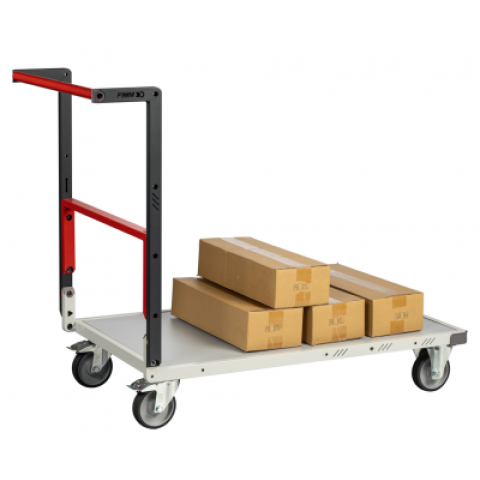 Chariot monté dossier repliable 1000 x 600 mm plateau mélaminé roues TPE 250 kg