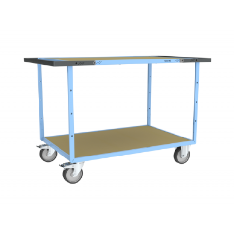 Servante mécano-soudée EVERSTEEL™ double poignées 2 plateaux médium 1200 x 800 mm 400 kg - Type de roues au choix