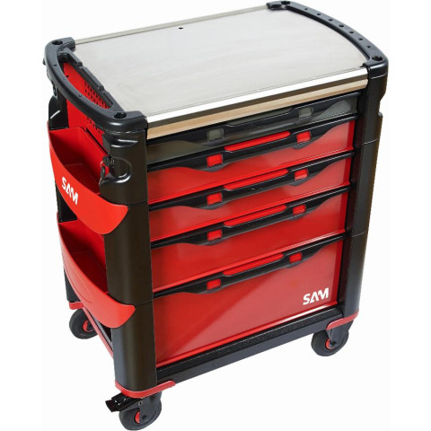 Servante grand volume SAM OUTILLAGE 5 tiroirs à plateau inox - 415H