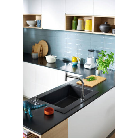 Mitigeur de cuisine 2 trous 200 metris select m71 avec douchette extractible 1 jet, sbox finition aspect acier inox hansgrohe