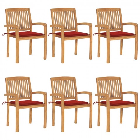 Chaises de jardin avec coussins teck massif - Couleur des coussins et nombre de chaises au choix