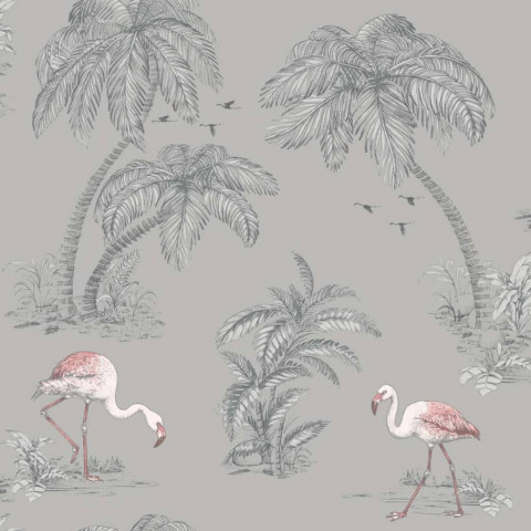 Papier peint flamant gris