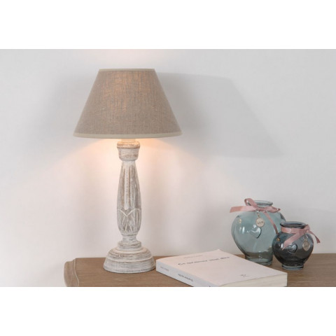 Lampe classique corolla abat jour lin beige