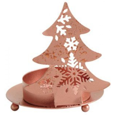Photophore de noël en métal cuivré (lot de 2)