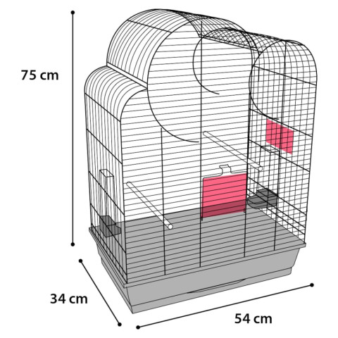 Cage à perruches wammer 1 54x34x75 cm noir