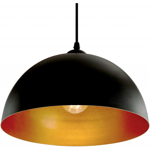 Lot de 2 suspensions luminaires led diamètre 30 cm e27 max 60 watts noir et doré style industriel vintage lustre rétro plafonnier lampe pour salon cuisine salle à manger