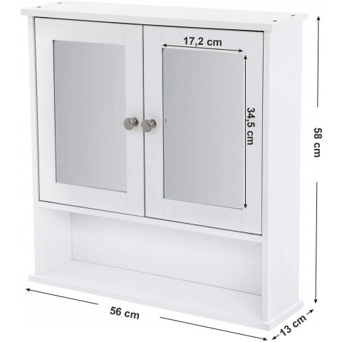 Armoire murale pharmacie salle de bain 2 miroirs mdf blanc