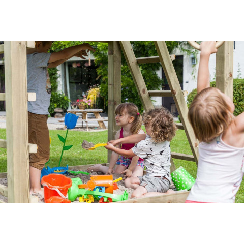 Aire de jeux en bois pagode tour avec balançoire et module d'escalde