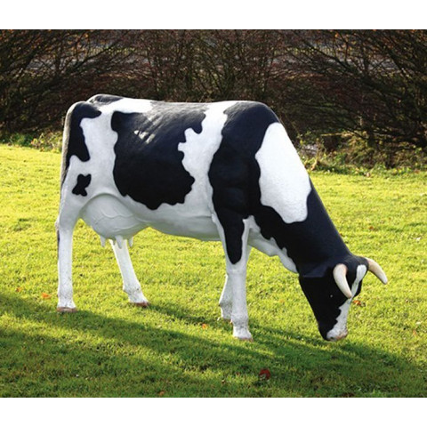 Vache tachetée tête basse en résine 210 cm