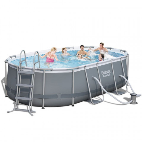 Bestway piscine "levant" 424 x 250 100 cm ovale gris