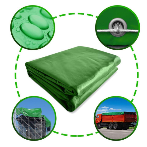 Bâche de protection imperméable résistante aux intempéries polyester revêtu de pvc 650 g m² couverture étanche d'extérieur camion meuble de jardin bois 5x6 m vert