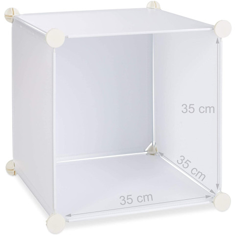 Étagère cubes rangement 11 casiers 2 tringles plastique - Couleur au choix