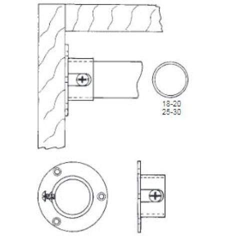 Support latéral tube rond chromé Ø 25 mm MANART - M724/25CR