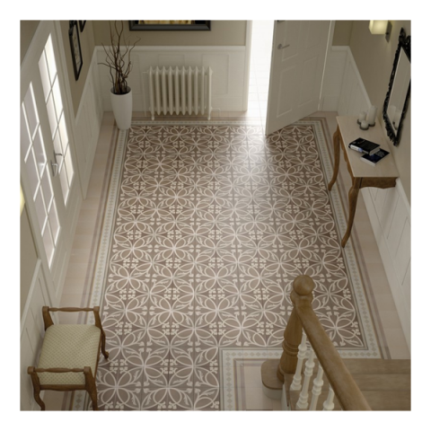 caprice liberty taupe carrelage aspect carreaux de ciment rosace taupe 20 x 20 cm distriartisan