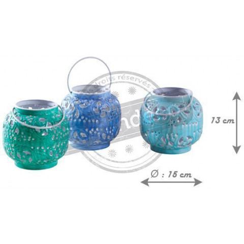 Photophore coloré en métal patiné (lot de 3)