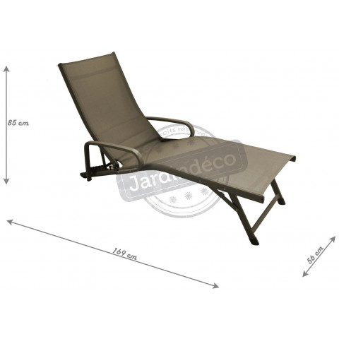Lit de jardin en aluminium avec accoudoirs fuji - Couleur au choix