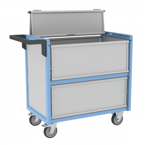 Chariot conteneur PP alvéolaire 250 kg - Avec ou sans toit et dimensions au choix