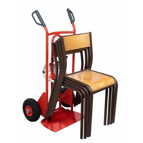 Diable porte-chaises bavette réglable poignées à garde roues PN 250/70 kg