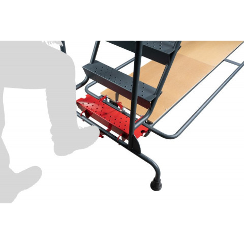 Escabeau roulant à immobilisation automatique charge 150 kg 11 marches ht travail 4540 mm