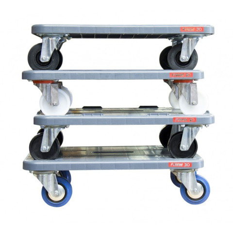 Plateau roulant polypropylène avec rebord, 600 x 400 mm, roues NY, 350 kg