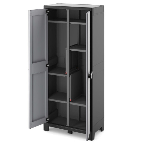 Armoire de rangement polyvalente titan noir et gris 182 cm