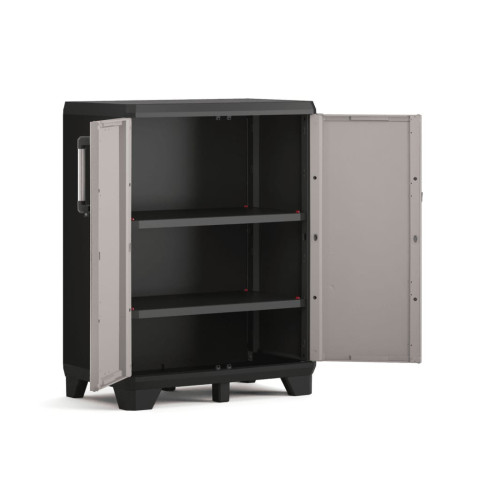 Armoire de rangement basse pro noir et gris