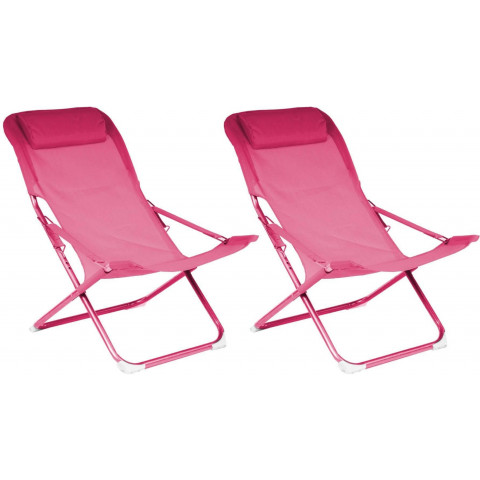 Chaise relax en acier et toile easy (lot de 2) - Couleur au choix
