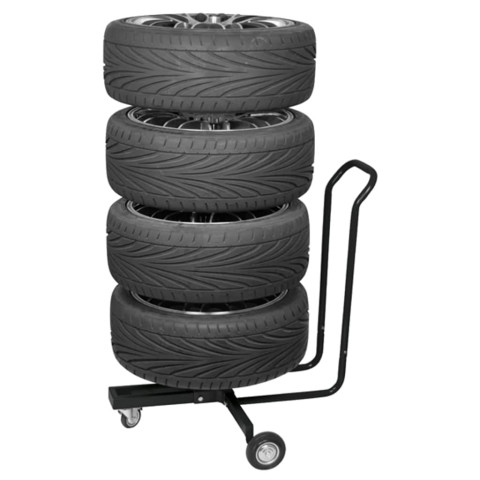 Porte-pneu mobile avec housse aluminium noir