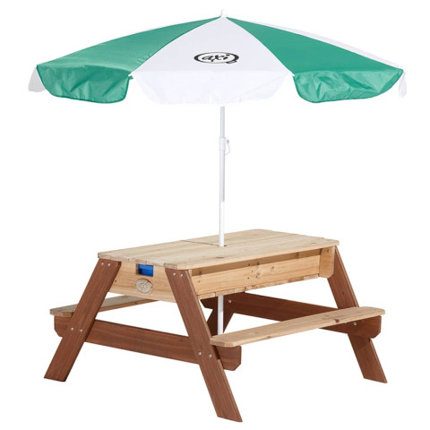 Table de pique-nique à sable/eau avec parasol