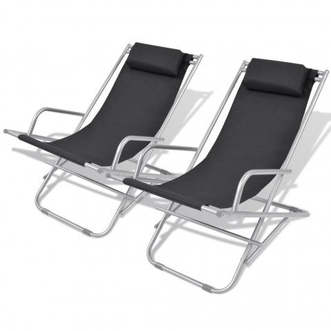 Chaises inclinables de terrasse 2 pièces acier 69 x 61 x 94 cm - Couleur au choix