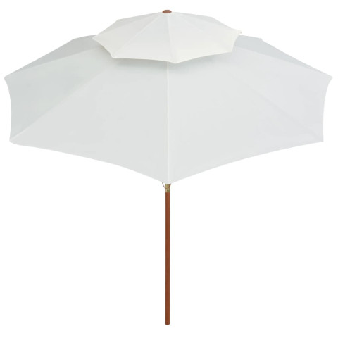 Parasol mobilier de jardin terrasse 270 x 270 cm poteau en bois blanc crème helloshop26 02_0008413