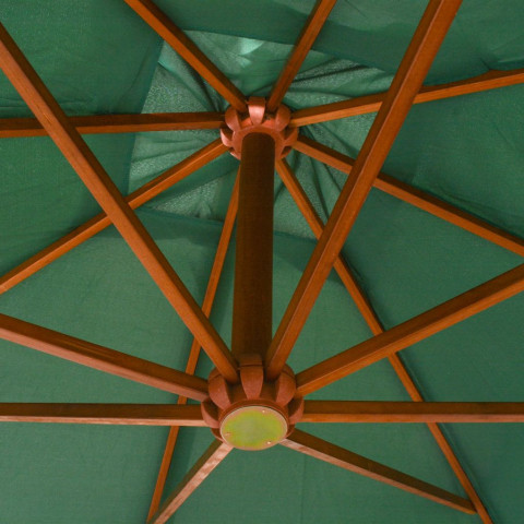Parasol 300 x 300 cm Poteau en bois Vert