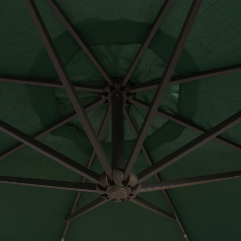 Vidaxl parasol avec éclairage led 300 cm poteau en métal vert