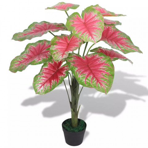 Plante artificielle avec pot caladium 70 cm vert et rouge