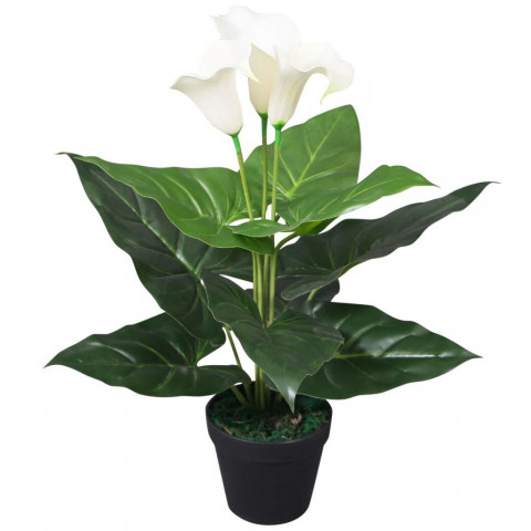 Plante artificielle avec pot lis calla 45 cm blanc