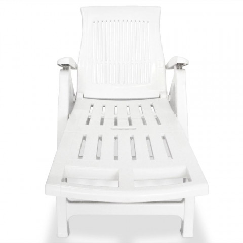 Vidaxl chaise longue avec repose-pied plastique blanc