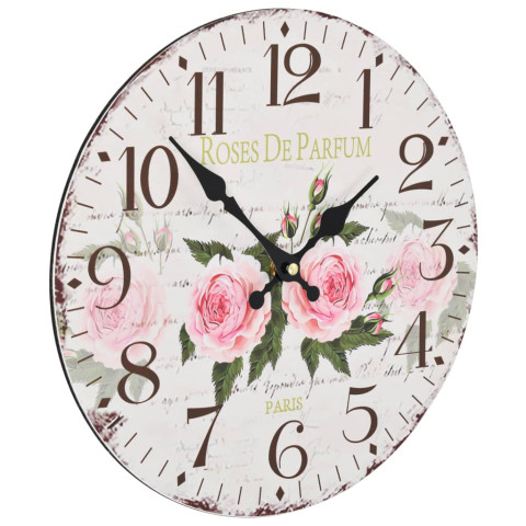 Horloge murale vintage fleur 30 cm