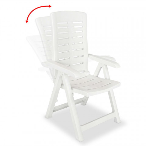 Chaises inclinables de jardin 4 pcs plastique blanc