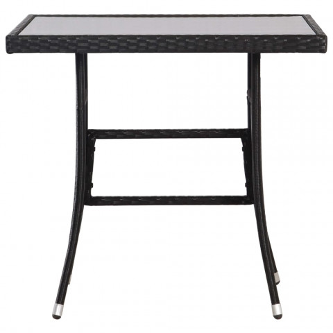 Table de jardin noir 80x80x74 cm résine tressée