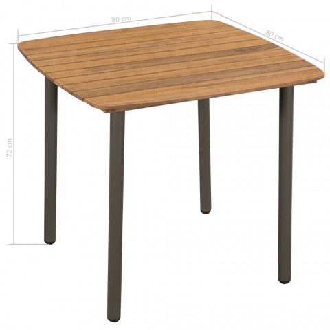 Table de jardin bois d'acacia solide et acier - Dimensions au choix