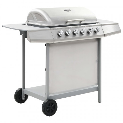 Barbecue au gaz avec 6 zones de cuisson Inox Argenté