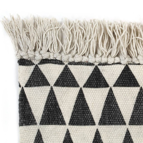 Tapis kilim coton 120 x 180 cm avec motif noir/blanc