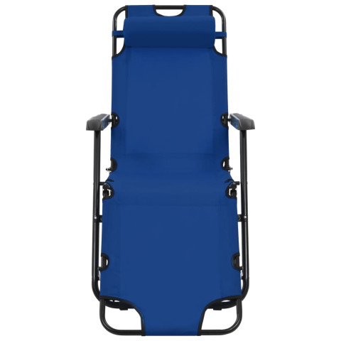 Chaises longues pliables 2 pièces avec repose-pied acier bleu helloshop26 02_0011941