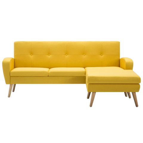 Canapé d'angle revêtement en tissu 186x136x79 cm jaune