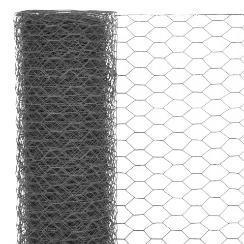 Grillage Acier avec revêtement en PVC 25x1,5 m Gris