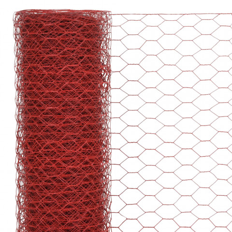 Grillage Acier avec revêtement en PVC 25x1,2 m Rouge