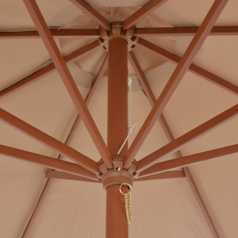 Parasol d'extérieur avec mât en bois 300 cm Taupe