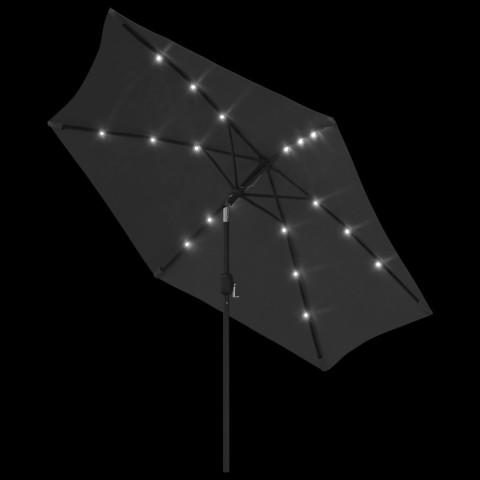 Parasol d'extérieur avec led et mât en acier 300 cm anthracite helloshop26 02_0008173