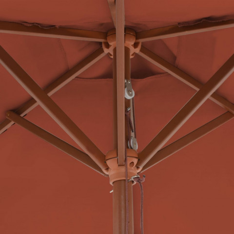 Vidaxl parasol d'extérieur avec mât en bois 150 x 200 cm terre cuite